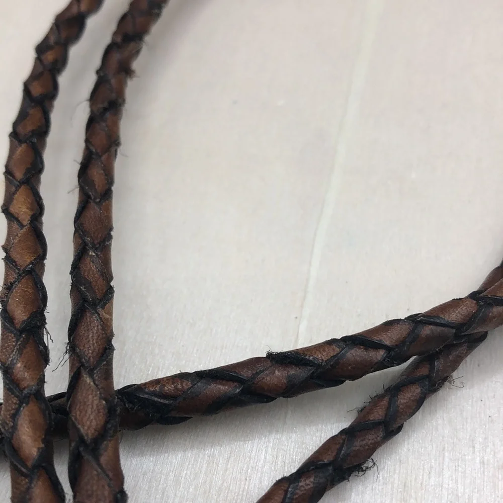 Vintage Native American Indian Chief Coin Like Leather Bolo Tie Necklace